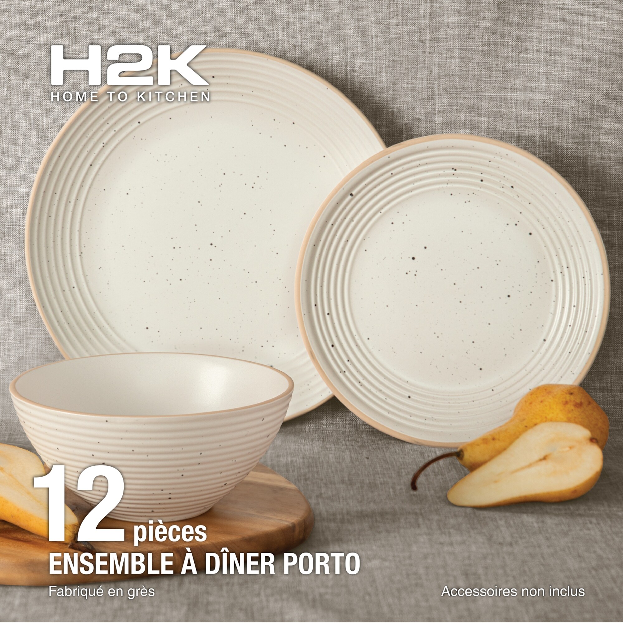 12-Piece Kitchen Dinnerware Set, Plates, Dishes, Bowls, Service