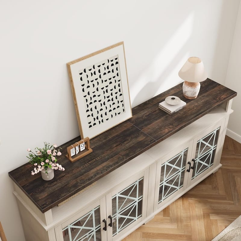 TV Stand for 80 inch,Entertainment Center with LED Lights and Storage