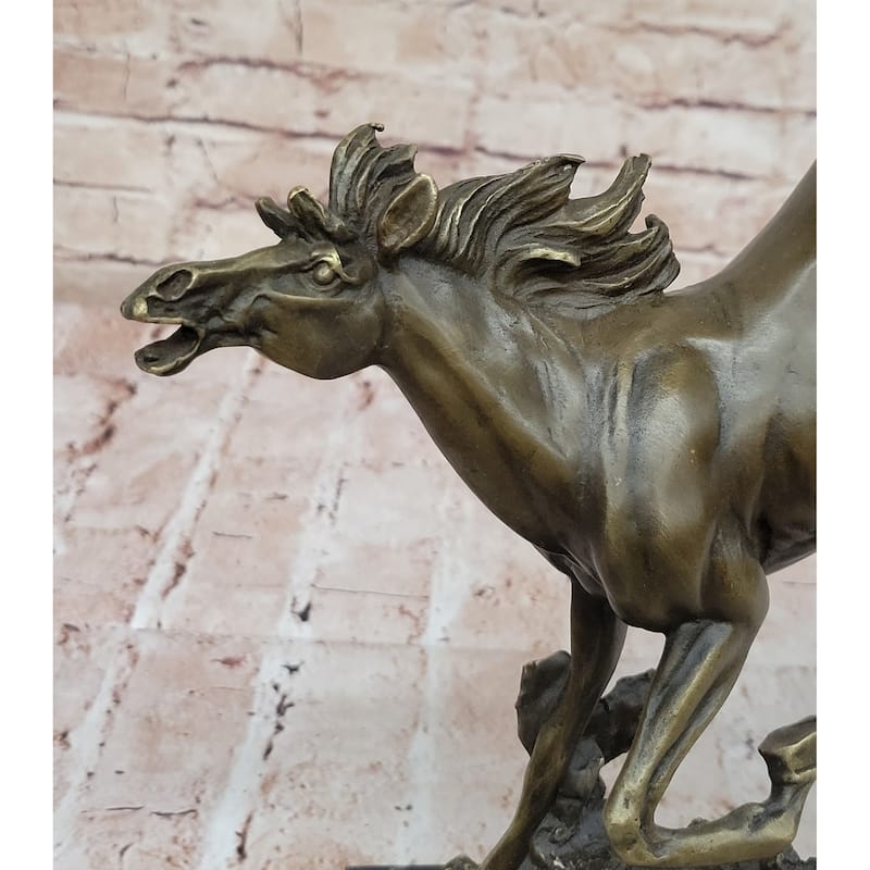 Original Milo Art Deco Wild Horse Bronze Sculpture Hot Cast Marble Base Figure