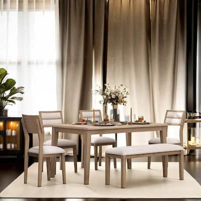 6-Piece Dining Set, Includes Dining Table, 4 Upholstered Chairs & Bench聽