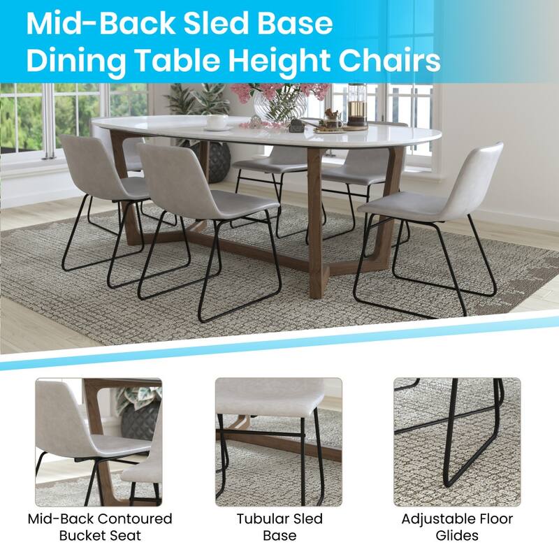 18 Inch Indoor Dining Table Chairs, LeatherSoft Upholstery-Set of 2