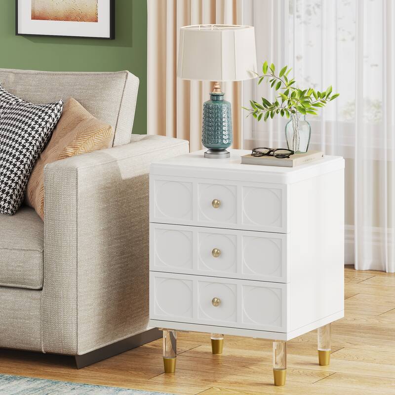 3-Drawer Bedside Table Nightstand for Bedroom