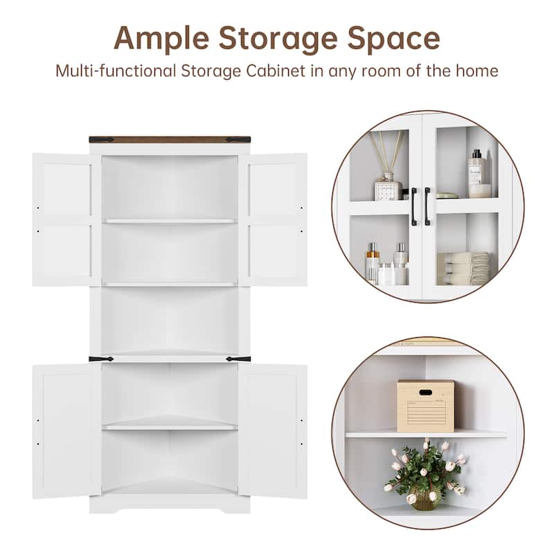 Corner Cabinet with Barn Door and Adjustable Shelves