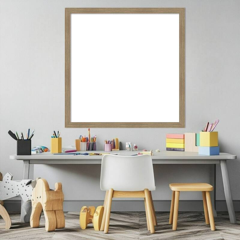 Amanti Art Woodgrain Stripe Blonde Framed Dry Erase Magnetic Board