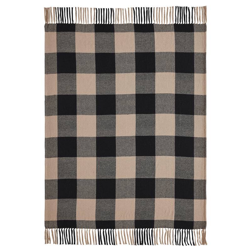 Black Check Woven Throw 50x60
