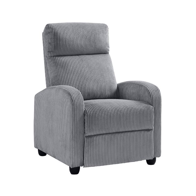 Pary Manual Push Back Reclining Chair with Dark Gray Ribbed Corduroy