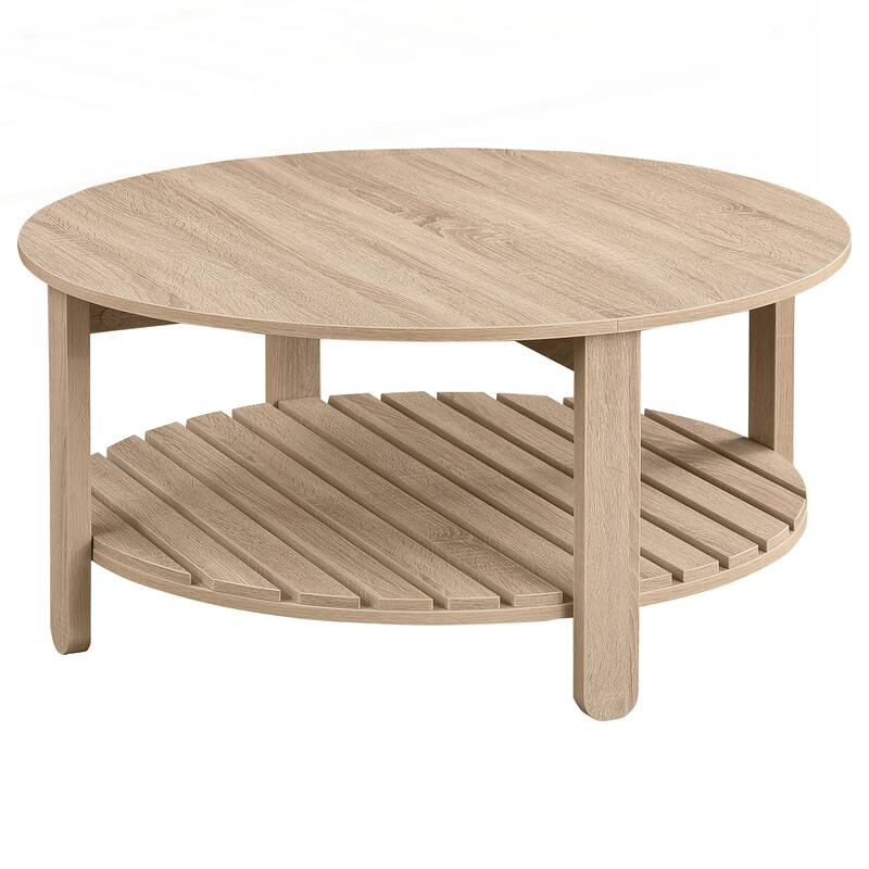 Natural 1-shelf Round Engineered Wood Coffee Table