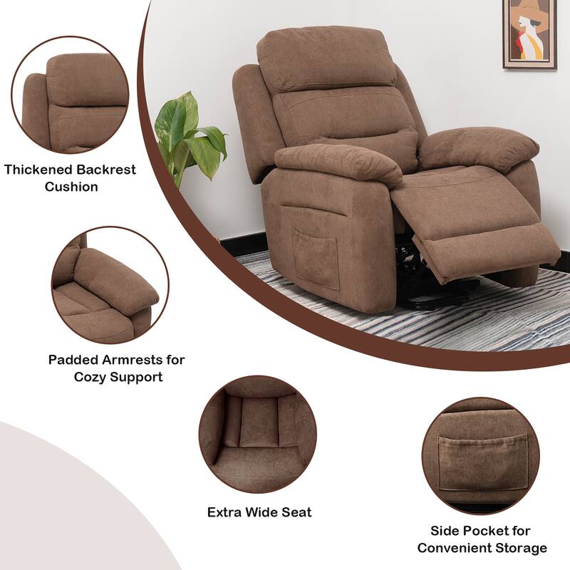 Costway Power Lift Recliner Chair Sofa for Elderly w/ Side Pocket &