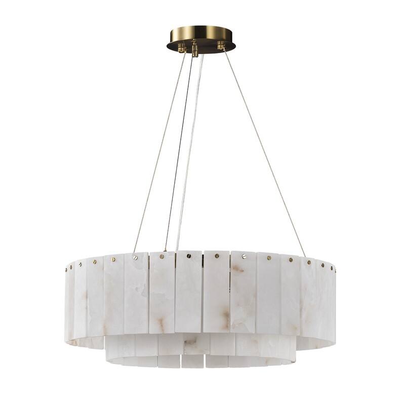 KAYLA 54in 14-Light White Alabaster Adjustable Chandelier