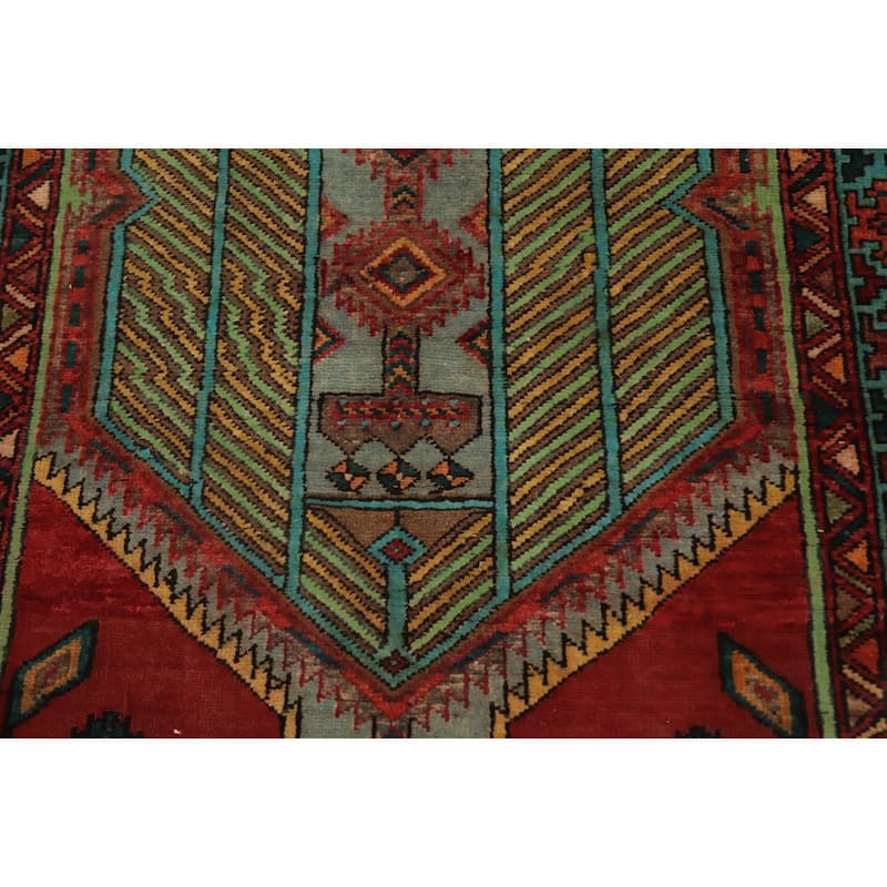 Hand Knotted Oriental 100% Wool Carpet Traditional Geometric Multi-Colored Ardebil Runner Rug - 10' 10'' X 3' 6''