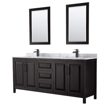 Daria 80-inch Double Vanity, Marble Top, 24-inch Mirrors