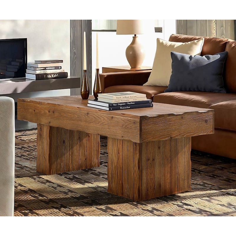 47" Solid Wood Rectangular Coffee Table, Cocktail Tea Center Table for Living Room Office