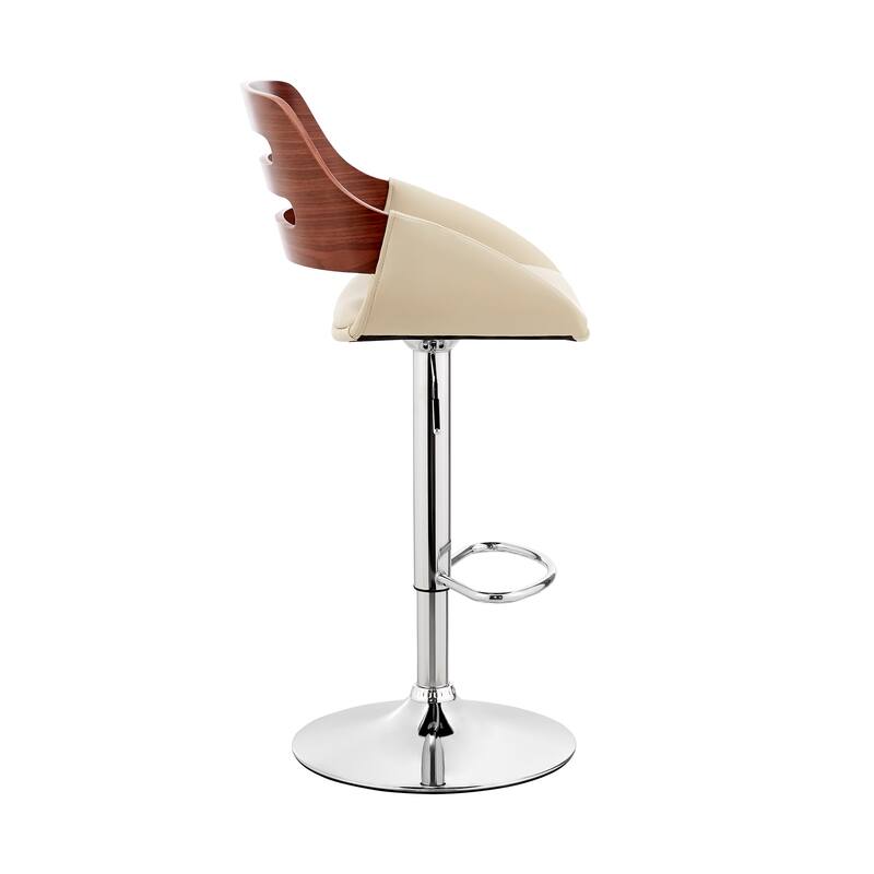 Karter Faux Leather and Wood Adjustable Swivel Bar Stool