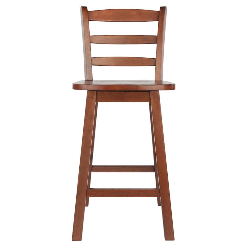 Ladder-back Swivel Seat Counter Stool, Walnut - 16.3"W x 17.7"D x 38.4"H