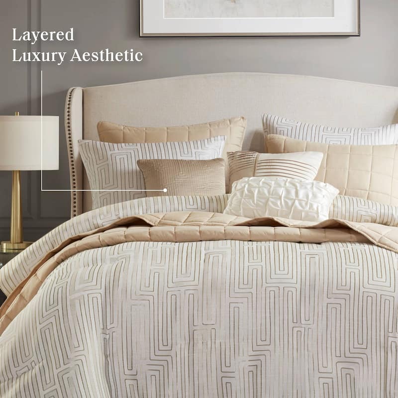 Madison Park Royce 10 Piece Luxury Jacquard Comforter Set