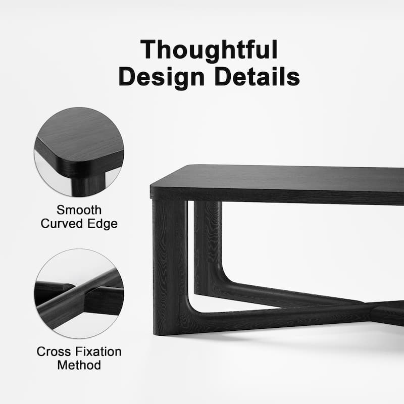 Modern Coffee Table Farmhouse Solid Wood Coffee Table with Cross Sturdy Legs Center Table for Home Office Living Room
