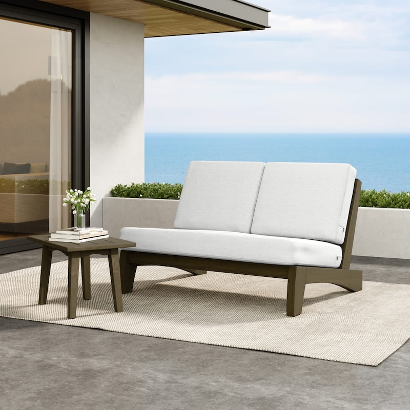 Outdoor Furniture Teak Wood Armless Loveseat Sofa With Cushion