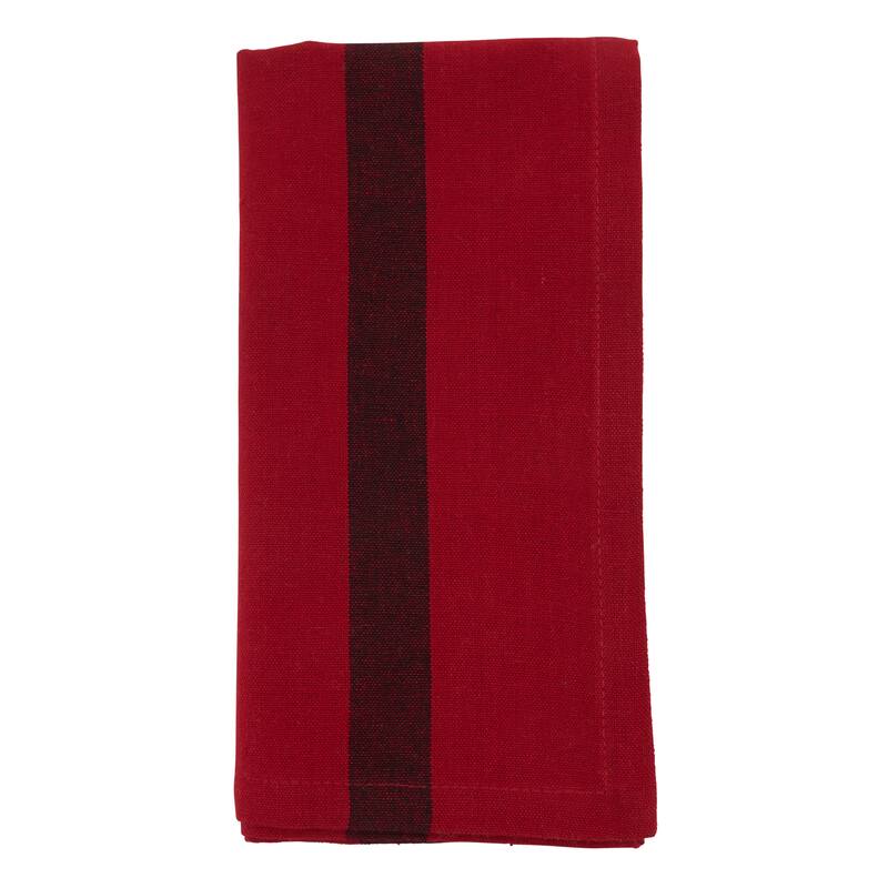Table Napkins With Banded Design (Set of 4) - Set of 4 - Red