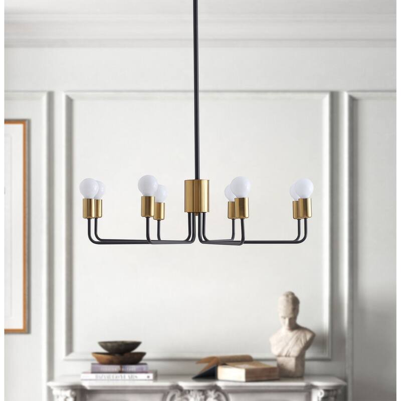 Black and Gold 8-Light Candle Style Candelabra Chandelier
