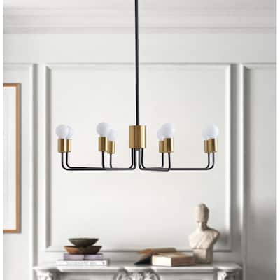 Black and Gold 8-Light Candle Style Candelabra Chandelier