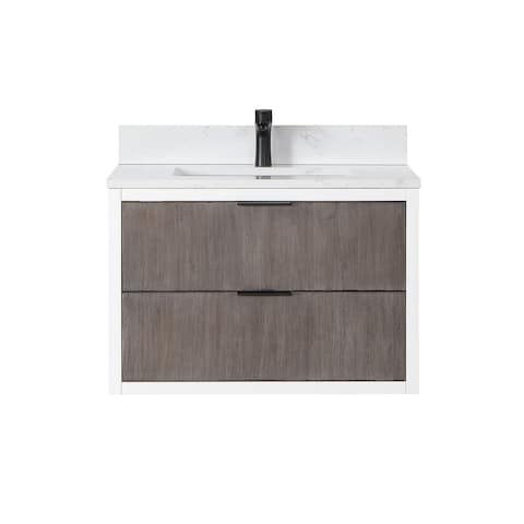 Altair Design Dione Bathroom Vanity with White Composite Stone Countertop without Mirror