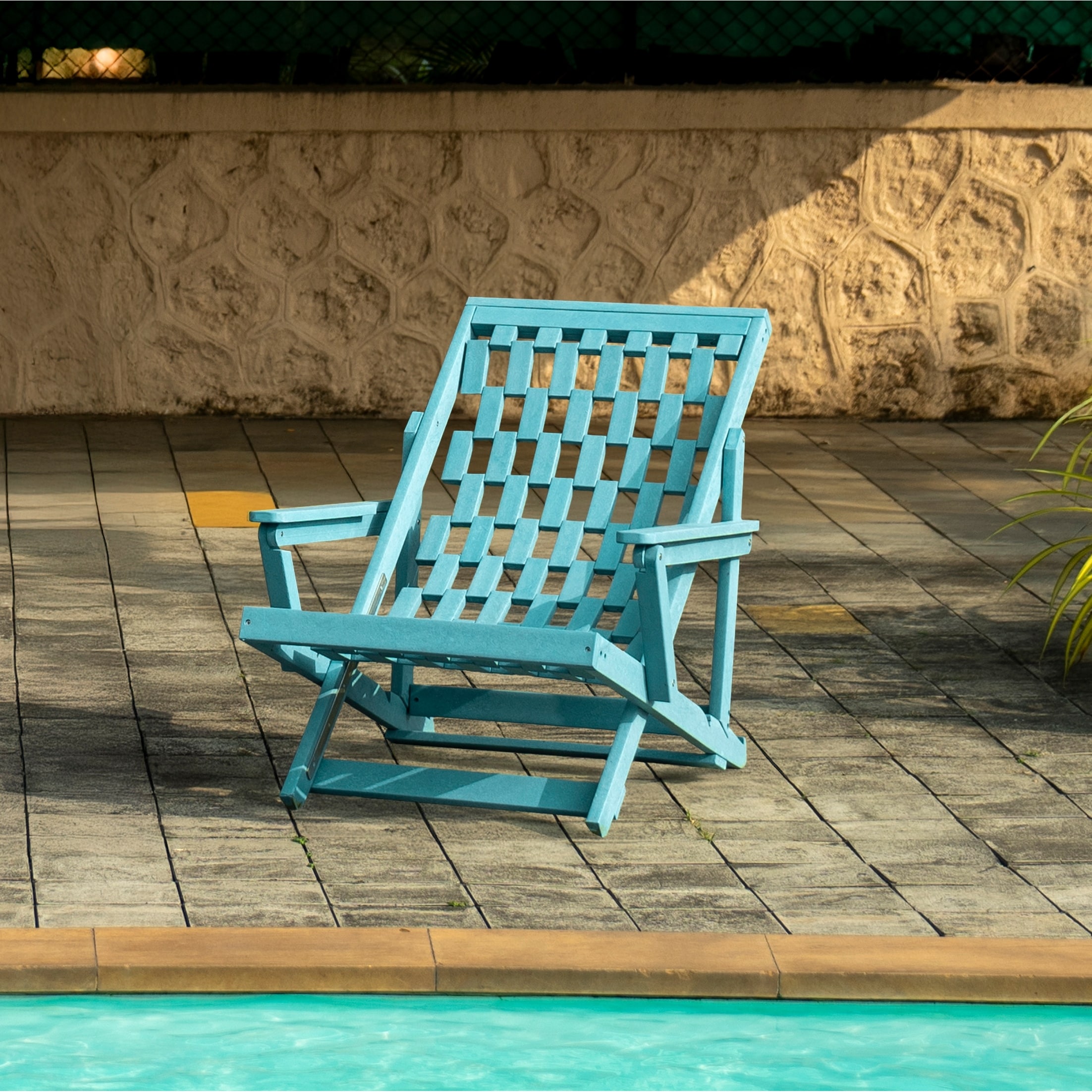 Aspen Fully Assembled All-Weather HDPE Outdoor Folding Lounge Chair with Removable Cushion