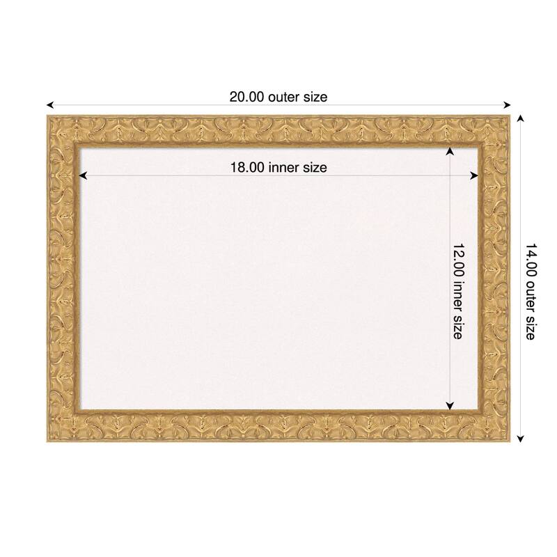 Lila Gold Wood Framed Cork Board - Bulletin Board, Organization Board, Pin Board - White - 20 x 14 in