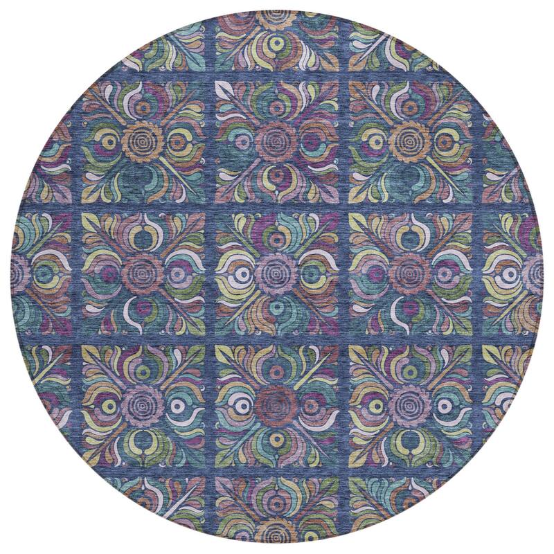 HomeRoots Medallion Transitional Rectangle Outdoor Rug