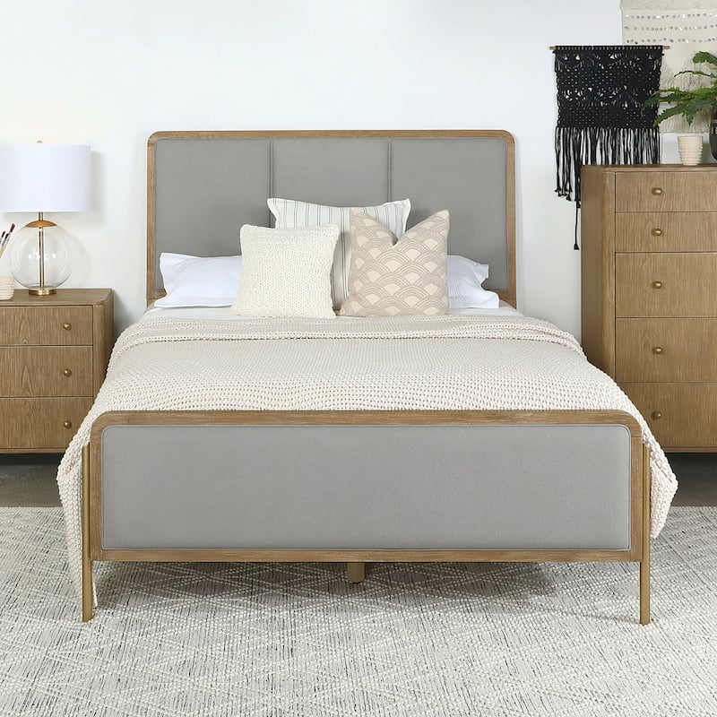 Arini Coastal Fabric Upholstered Panel Bed