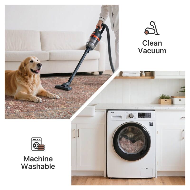 Mcow Floral Collection Machine-Washable Non-Slip Area Rug