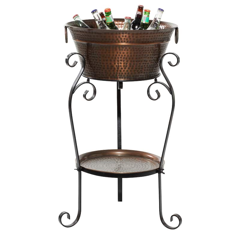 Metal Scroll Ice Bucket - Copper - Roche River Decor - 20"W x 20"L x 35"H