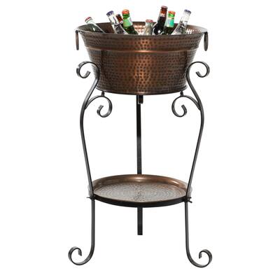 Metal Scroll Ice Bucket - Copper - Roche River Decor - 20"W x 20"L x 35"H