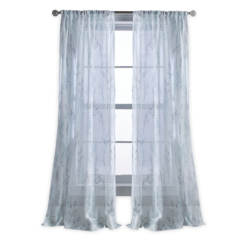 DKNY Whisper Single Curtain Panel - 95 Inches - Aqua