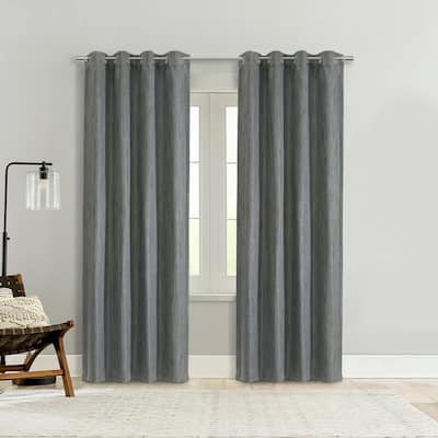 Bryson Room Darkening Grommet Curtain Panel in Grey