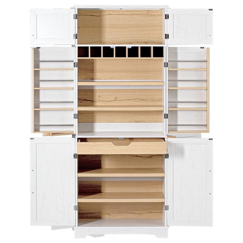Farmhouse 78.2" Tall Kitchen Pantry Cabinet with Door Shelves, Adjustable Shelves and Hidden Drawer