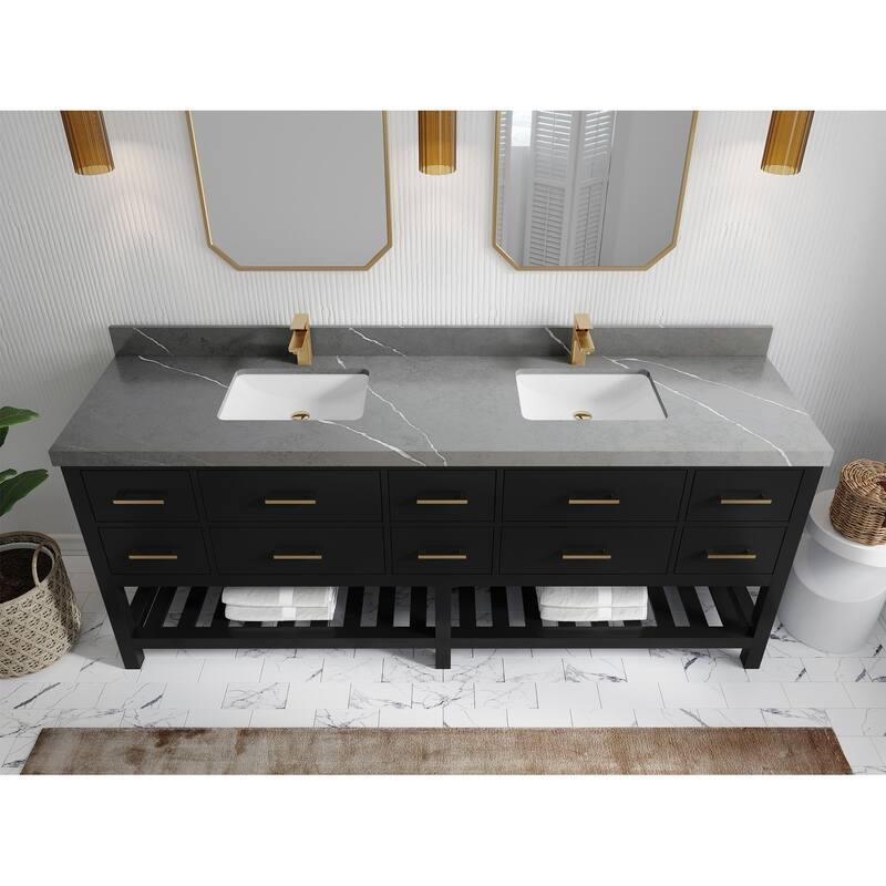 Willow Collections 84 in. W x 22 in. D Parker Double Sink Bathroom vanity with Regular Countertop