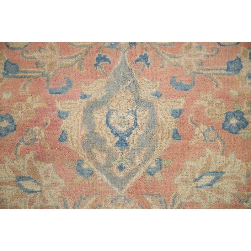 Hand Knotted Oriental 100% Wool Carpet Traditional Floral Pink Mashad Area Rug - 12' 6'' X 9' 6''