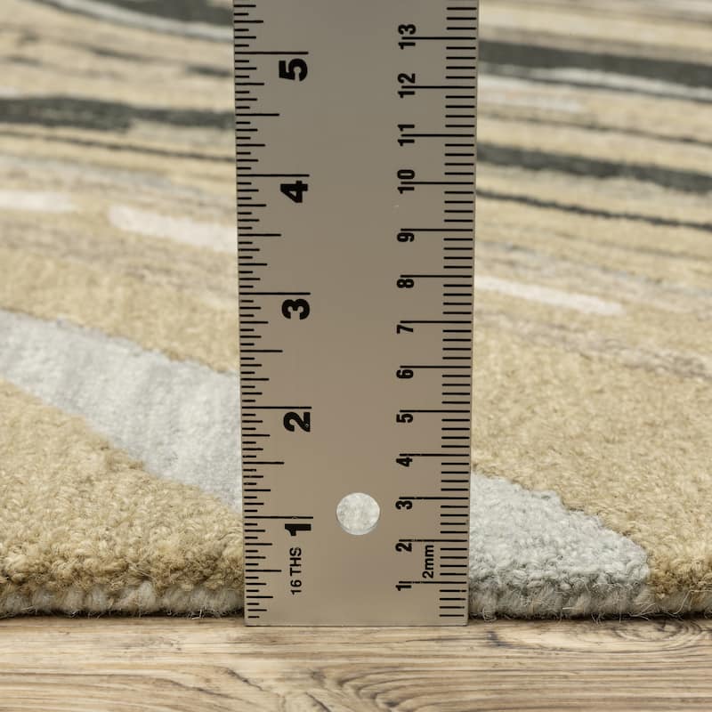 Style Haven Kitt Handmade Wool Abstract Layers Grey/ Golden Tan Rug