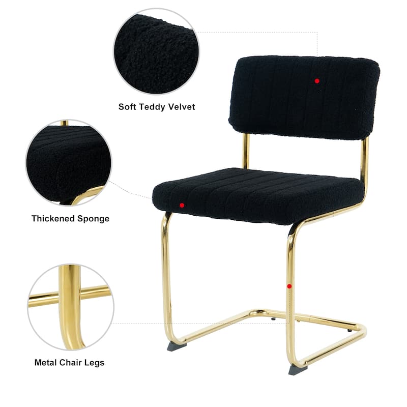 Set of 2 Modern Upholstered Dining Chair with Metal Leg