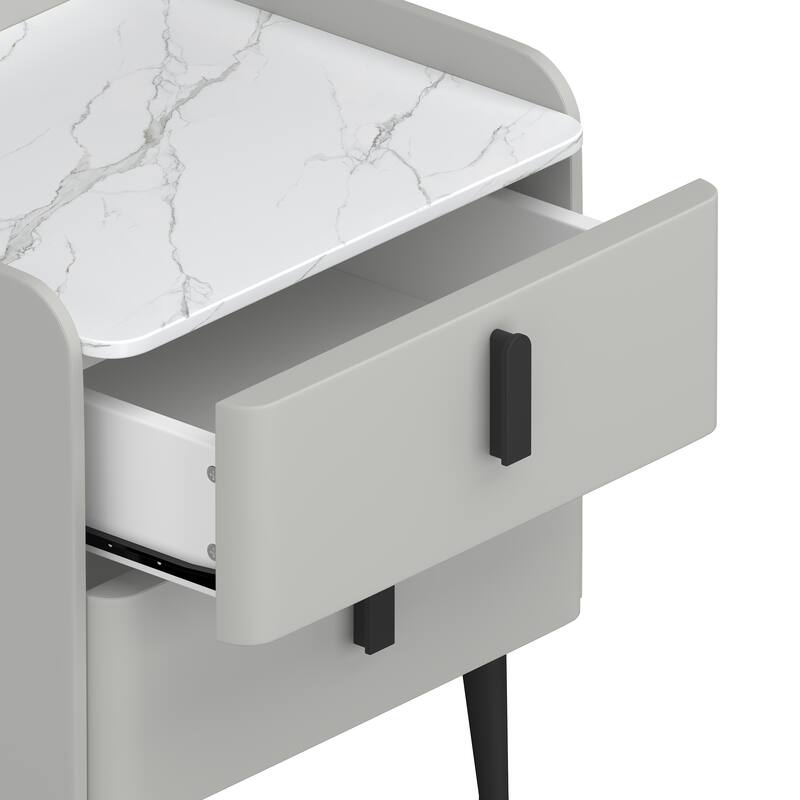 Gray Nightstands Set of 2 Bedside Table Coffee Table, File Cabinet End Table Side Table Storage Cabinet