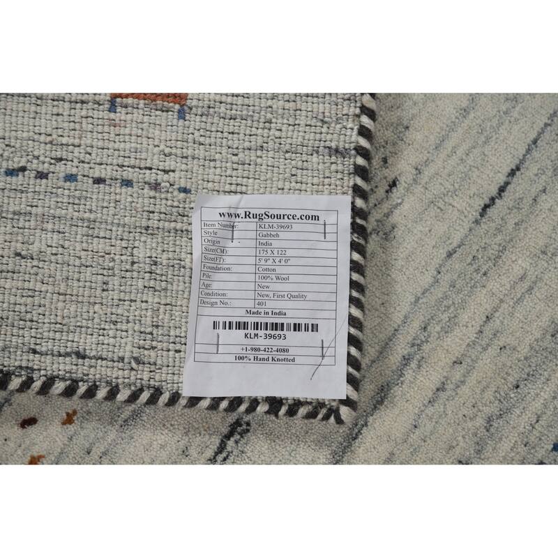 Gabbeh Indian Rug Handmade Wool Tribal Beige Carpet - 4'0" x 5'9"