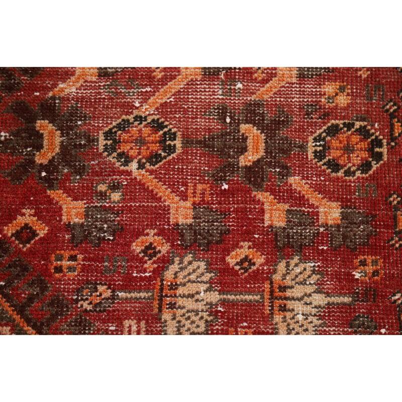 Tribal Red Bakhtiari Persian Vintage Area Rug Handmade Wool Carpet - 6'7"x 10'2"