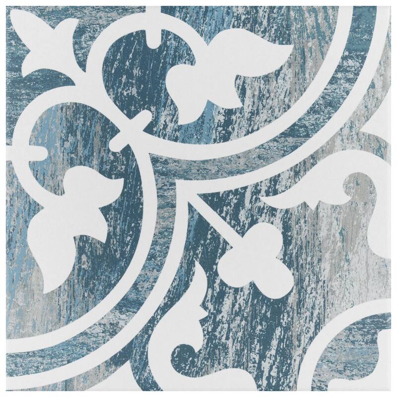 Merola Tile Cassis Arte Blue Day 9-3/4" x 9-3/4" Porcelain Floor and Wall Tile