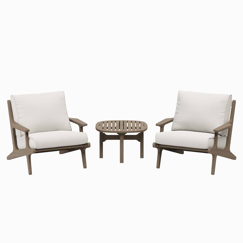 Saratoga 3-Piece Outdoor Patio Teak Wood Furniture Set with Lounge Chairs and Side Table