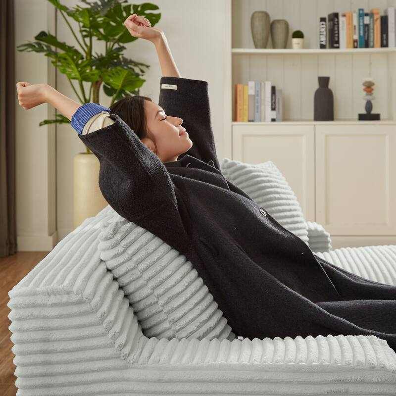 Corduroy Upholstery Cloud Modular Sectional Sofa with Chaise and Pillows, All-Foam Compression Design