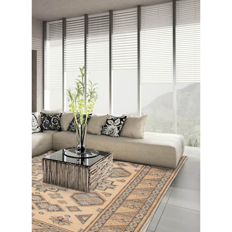 ECARPETGALLERY Hand-knotted Finest Ghazni Ivory Wool Rug - 7'0 x 9'3