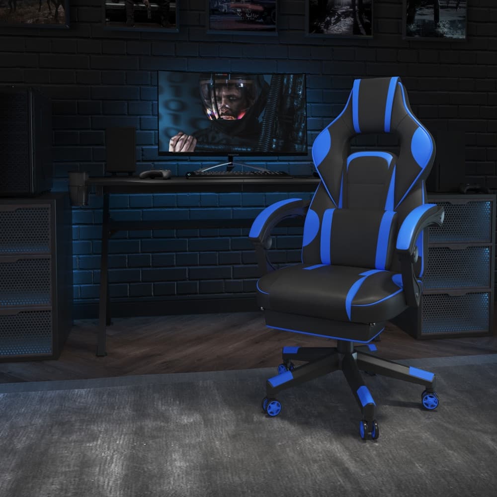 Ergonomic Gaming Chair -Recline Back/Arms, Footrest, Massaging Lumbar