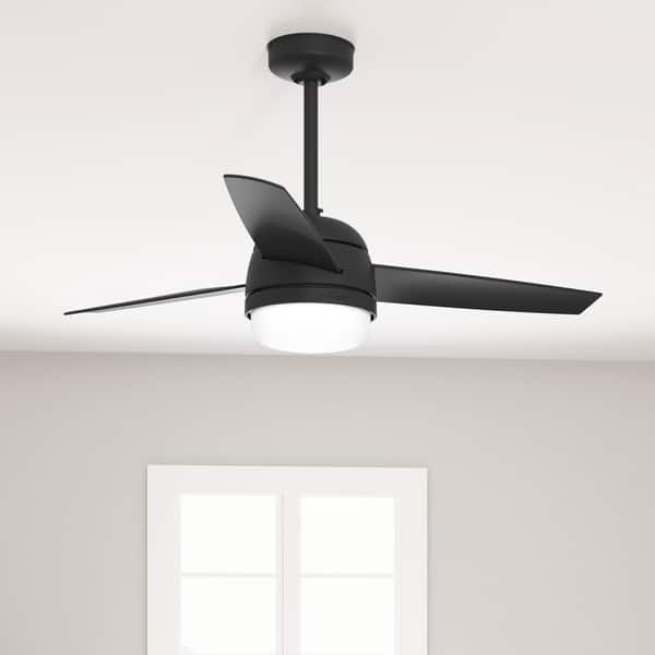 slide 2 of 20, Hunter 48" Midtown Ceiling Fan with LED Light, Handheld Remote - Modern, Contemporary, Transitional Matte Black