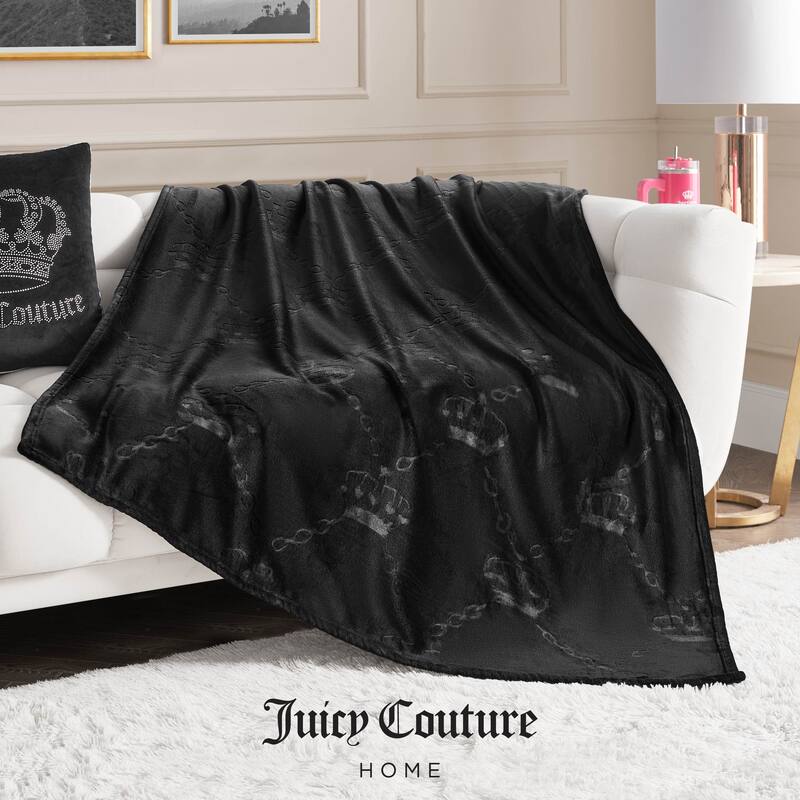 Juicy Couture Embossed Plush Throw Blanket