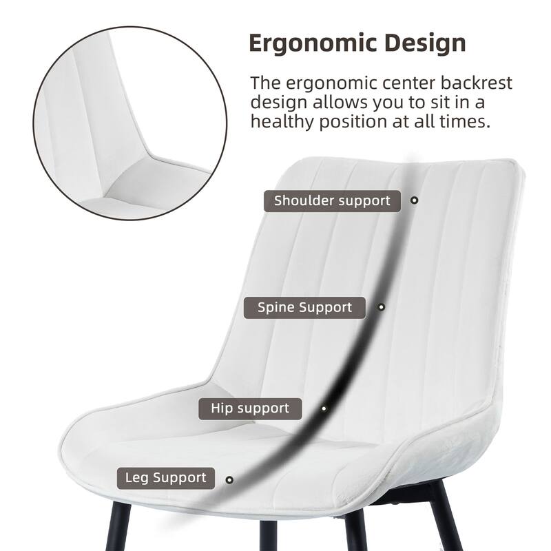 XINMICS Mid-century Modern Dining Chairs, Velvet Upholstered Metal Side Chair, Set of 2/4/6